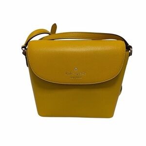 Kate Spade Pebbled Yellow Square Leather Crossbody